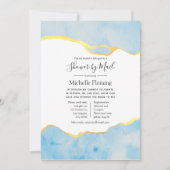 Baby Blue and Gold Agate Boy Baby Dusche by Mail Einladung (Vorderseite)