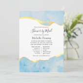 Baby Blue and Gold Agate Boy Baby Dusche by Mail Einladung (Stehend Vorderseite)