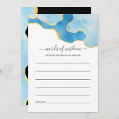 Baby Blue and Gold Agate Boy Baby Showspiel Hinweiskarte (Vorne/Hinten)