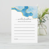 Baby Blue and Gold Agate Boy Baby Showspiel Hinweiskarte (Stehend Vorderseite)