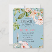 Baby Blue and Pink Lily Brunch & Bubbly Einladung (Vorderseite)