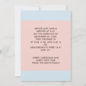 Baby Blue and Pink Twin Boy Girl Foto Weihnachten Ankündigung (Rückseite)