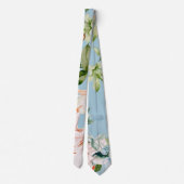 Baby Blue and Pink Watercolor Lily Wedding Krawatte (Rückseite)
