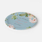 Baby Blue and Pink Watercolor Lily Wedding Pappteller (Schrägansicht)