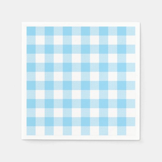 Baby Blue and White Buffalo Plaid Gingham Serviette (Vorderseite)