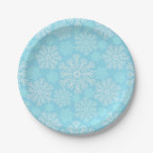 Baby Blue and White Christmas Snowflakes Muster Pappteller (Vorderseite)