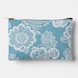 Baby blue and white floral patterns AI art  Zubehörtasche
