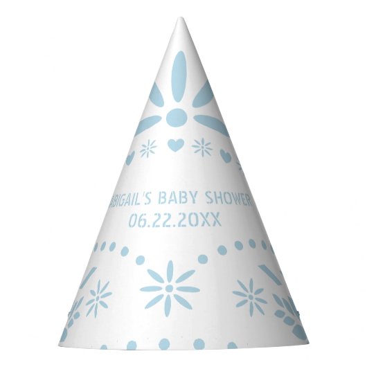 Baby Blue and white papado Picado Baby Boy Dusche Partyhütchen (Vorderseite)