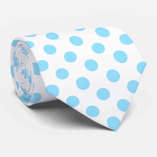 Baby blue and white polka dots krawatte (Gerollt)