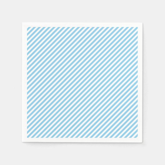 Baby Blue and White Small Diagonal Stripes Paper Serviette (Vorderseite)