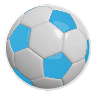 Baby Blue and White Soccer Ball / Football Keramikknauf