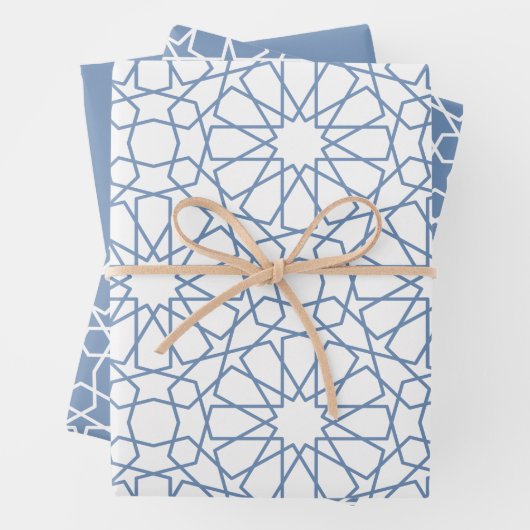 Baby Blue Arabesque Muster Geschenkpapier (Beispiel)