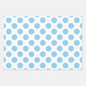 Baby Blue auf Weiß verschiedene Größen Polka Dots Geschenkpapier Set (Vorderseite)