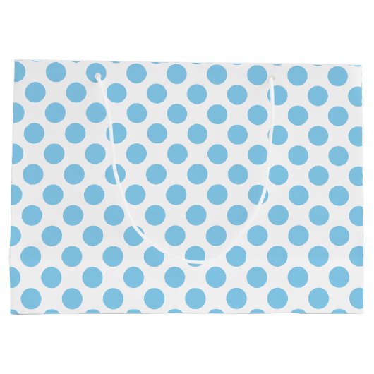 Baby Blue auf weiße große Polka Dots Große Geschenktüte (Rückseite)