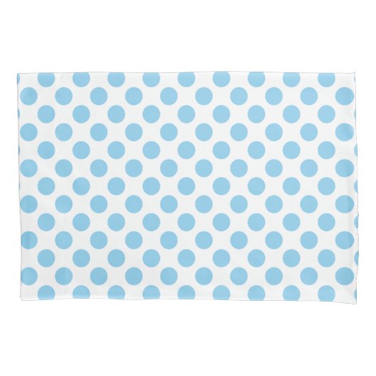 Baby Blue auf weiße große Polka Dots Kissenbezug (Vorderseite)