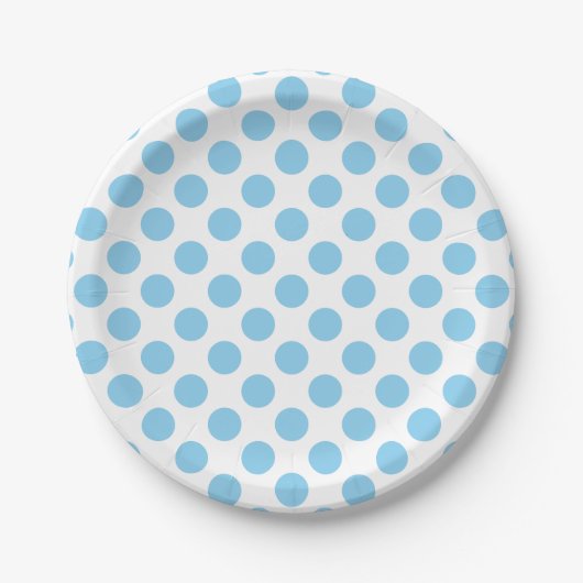 Baby Blue auf weiße große Polka Dots Pappteller (Vorderseite)