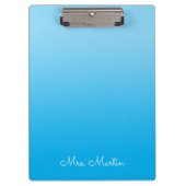 Baby Blue Azure Gradient Personalisiert Teacher Klemmbrett (Vorderseite)