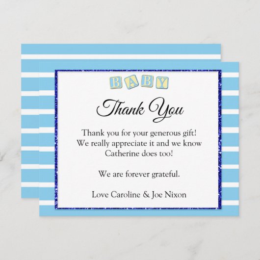 Baby Blue Baby Dusche Danke Karte (Vorne/Hinten)