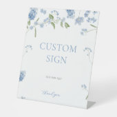 Baby Blue Baby in Bloom Baby Dusche Custom-Zeichen Sockelschild (Vorderseite)