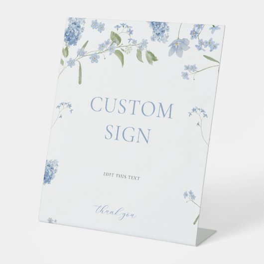 Baby Blue Baby in Bloom Baby Dusche Custom-Zeichen Sockelschild (Vorderseite)