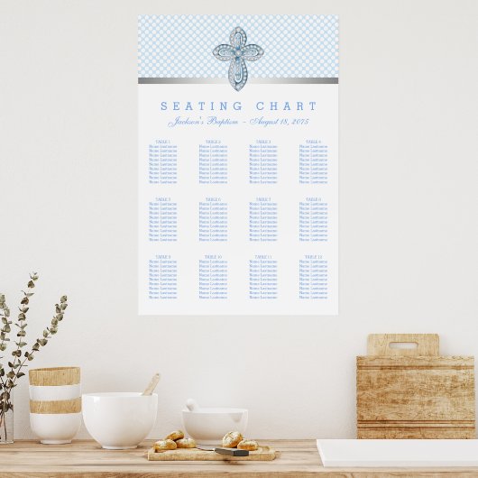 Baby Blue Baptisc Seating Chart Poster (Küche)