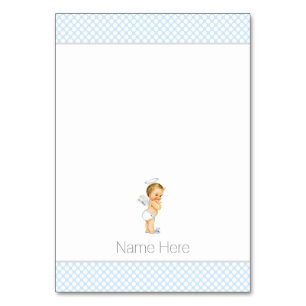 Baby Blue Baptisse Tented Table Cards Tischnummer