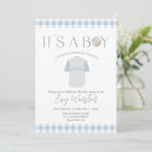 Baby Blue Baseball Oh, Baby Dusche Einladung (Stehend Vorderseite)