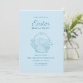 Baby Blue Basket Oster Brunch Ei Hunt Einladung (Stehend Vorderseite)