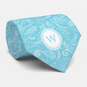 Baby Blue Batik Floral Botanical Krawatte (Gerollt)