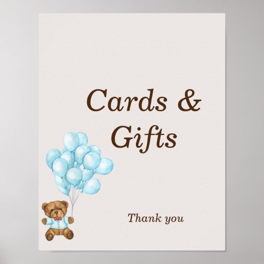 Baby Blue Bear Baby Baby Dusche Custom Schild (Vorne)