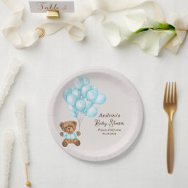 Baby Blue Bear Babydusche Papierplatte Pappteller