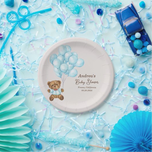 Baby Blue Bear Babydusche Papierplatte Pappteller (Party)