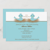 Baby Blue Birds TWINS Babydusche Einladung (Vorne/Hinten)