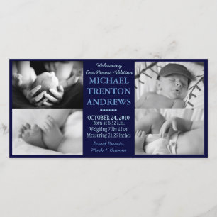 Baby Blue Birth Announcement Collage (Kind) Ankündigung