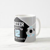 Baby Blue, Black and White ⚽ Fußball Sport Kaffeetasse (VorderseiteRechts)