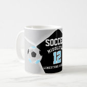 Baby Blue, Black and White ⚽ Fußball Sport Kaffeetasse (Vorderseite Links)