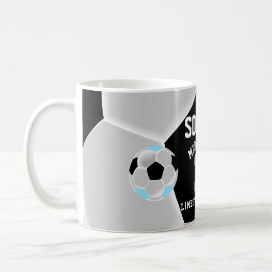 Baby Blue, Black and White ⚽ Fußball Sport Kaffeetasse (Links)