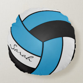 Baby Blue, Black and White Volleyball | DIY Name Rundes Kissen