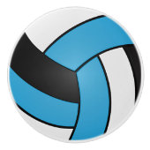 Baby Blue, Black and White Volleyball Keramikknauf (Vorderseite)