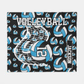Baby Blue, Black and White Volleyball Pattern Fleecedecke (Vorderseite (Horizontal))