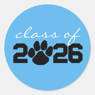 Baby Blue & Black Paw Print Abschluss Stickers