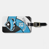 Baby Blue, Black und White Sporty Volleyball 🏐 Gepäckanhänger (Vorderseite horizontal)