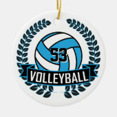 Baby Blue & Black 🏐 Volleyball Keramik Ornament (Vorne)
