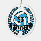 Baby Blue & Black 🏐 Volleyball Keramik Ornament (Links)