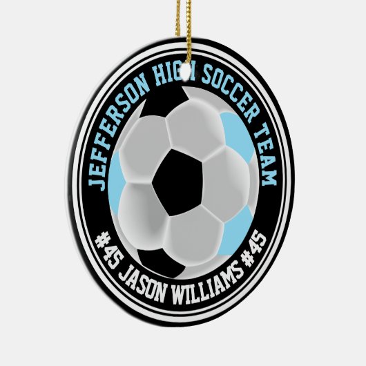 Baby Blue, Black & White Soccer ⚽ Keramik Ornament (Rechts)