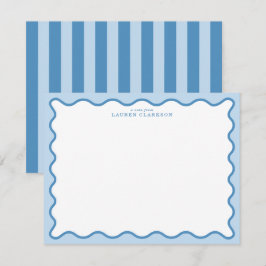 Baby Blue & Blau gewellte Rand-Notizkarte Einladung