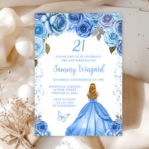Baby Blue Blondes Haar Prinzessin Geburtstagsfeier Einladung