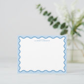 Baby Blue & Blue Wavy Border Note Card Einladung (Stehend Vorderseite)