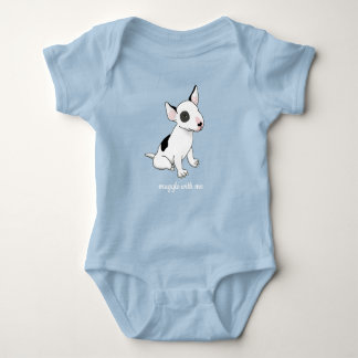Baby Blue Body Anzug mit weißem Bullentrier Baby Strampler