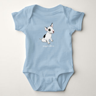 Baby Blue Body Anzug mit weißem Bullentrier Strampler